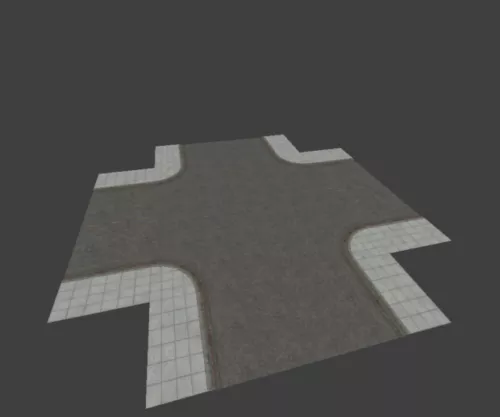 Road Streets Intersection 3d model Road Streets Intersection 3d model
