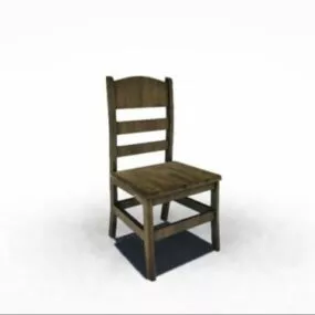Simple Wood Chair Country Style 3d model
