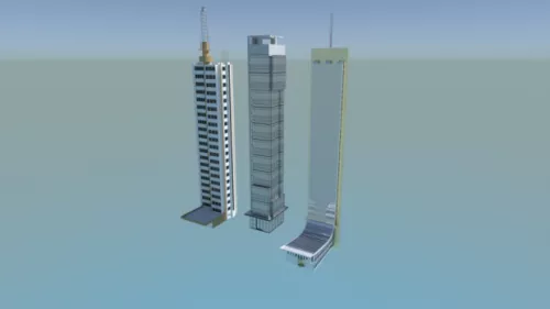 Three Skyscrapers 3d model Three Skyscrapers 3d model