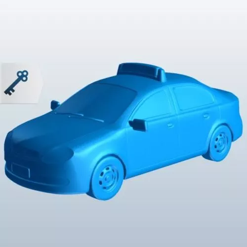 Cartoon Taxi Low Poly 3d model