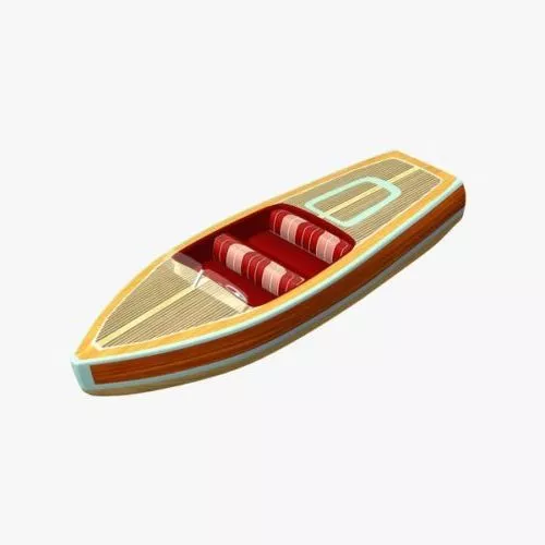Speedboat Running On River 3d model