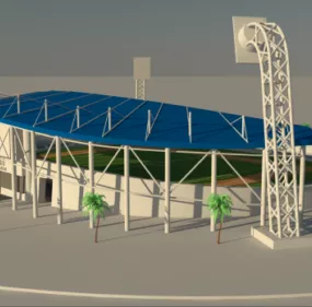 Stadium With Roof Architecture 3d model