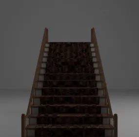 Old Wood Stairs 3d model