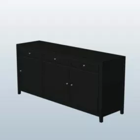 Straight Leg Buffet Table Wooden 3d model