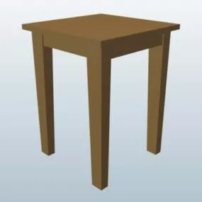 Straight Leg Stool Wooden 3d model