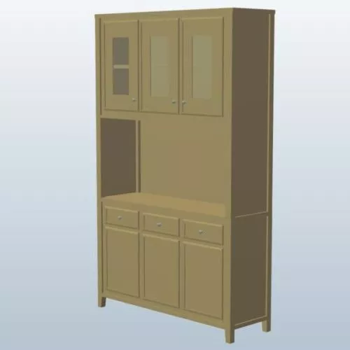 Straight Leg Hutch Wooden 3d model Straight Leg Hutch Wooden 3d model