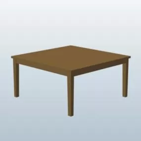 Wooden Straight Leg Square Table 3d model