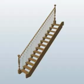 Wooden Straight Stair Building 3d model
