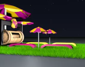 Street Restaurant Lowpoly Scene 3d model