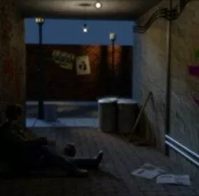 Night Street Scene 3d model