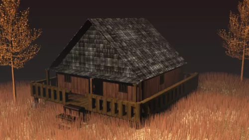Detached House With Garage 3d model