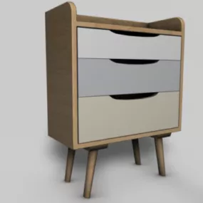 Wood Bedside Cabinet Modern 3d model