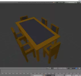 Wood Table Chairs 3d model