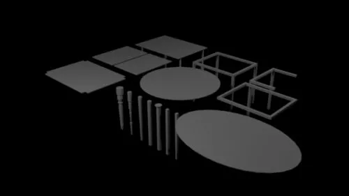 Table Different Shaped Pack 3d model Table Different Shaped Pack 3d model
