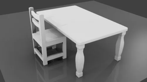 Table With Chair Antique 3d model Table With Chair Antique 3d model