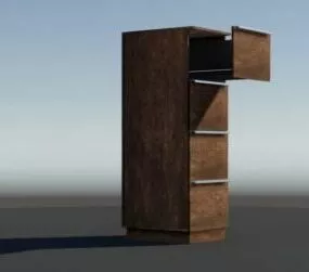 Tall Wooden Cabinet 3d model