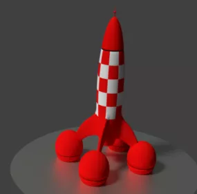Tintin Cartoon Rocket 3d model