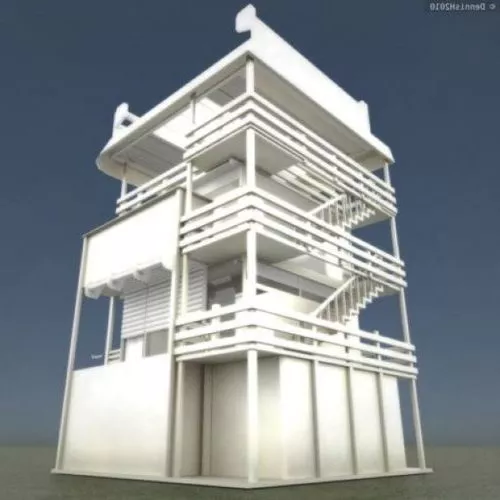 Modern House Building Two Storey 3d model