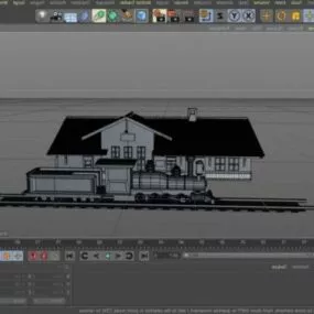Train Station Building 3d model