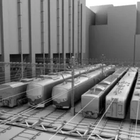Train In Station 3d model