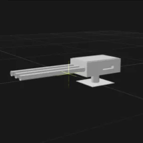 Triple Barrel Turret Lowpoly 3d model