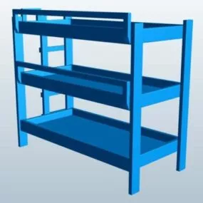 Triple Bunk Bed Wooden 3d model