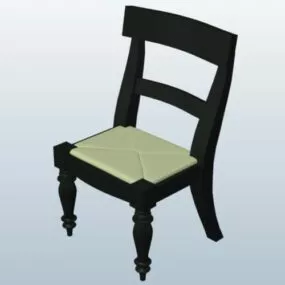 Turned Leg Chair Ebony Wooden 3d model