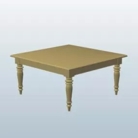 Turned Leg Square Table Wooden 3d model