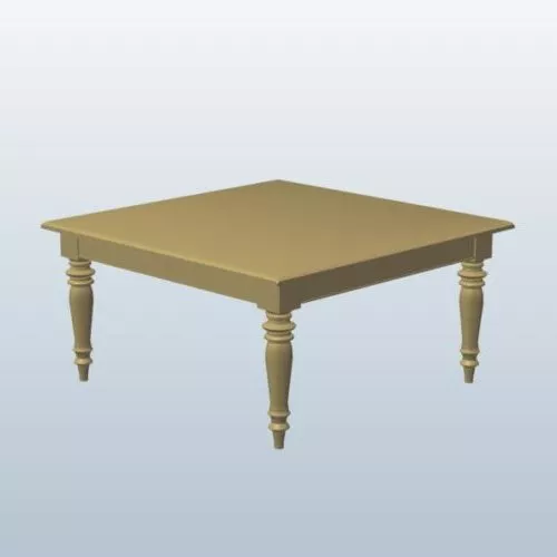 Turned Leg Square Table Wooden 3d model Turned Leg Square Table Wooden 3d model