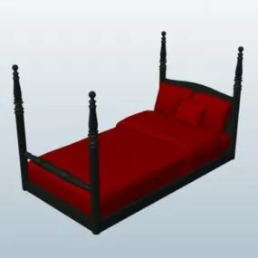 Classic Twin Size Bed 3d model