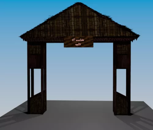Steel Gate Door With Column 3d model