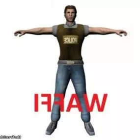 Police Man T-pose Character 3d model