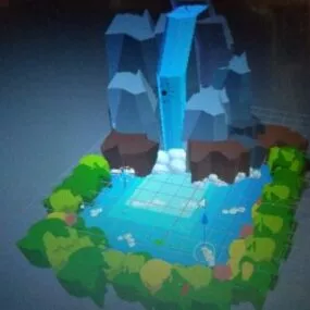 Cartoon Waterfall Scene 3d model