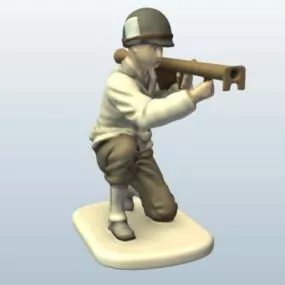 Ww2 Soldier With Bazooka 3d model