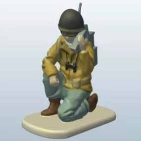 Wwii Soldier With Phone 3d model