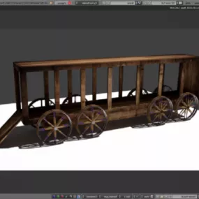 Old Wooden Wagon 3d model
