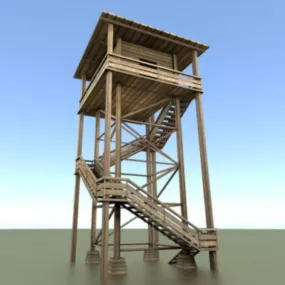 Wooden Watch Tower 3d model