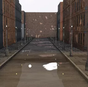 City Street Wet Scene 3d model