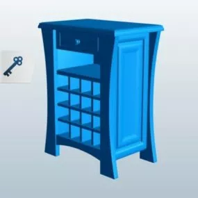 Wine Cabinet Wooden Style 3d model