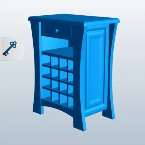 Tall Wooden Kitchen Cupboard 3d model