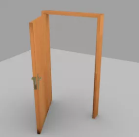 Wood Door With Handle 3d model