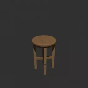 Kitchen Wood Stool 3d model