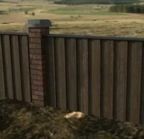 Wood Brick Fence Building 3d model
