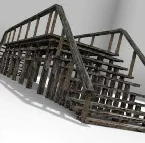Old Wooden Bridge V2 3d model