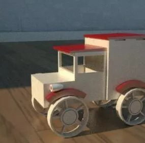 White Wooden Toy Truck 3d model