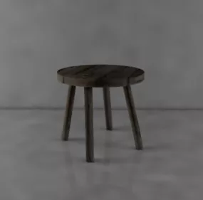 Low Wooden Stool 3d model