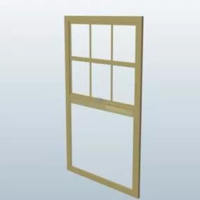 Double Hung Window Pine Wood 3d model