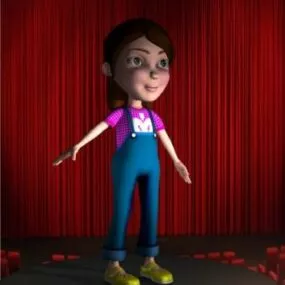 Girl Character Cartoon Design 3d model