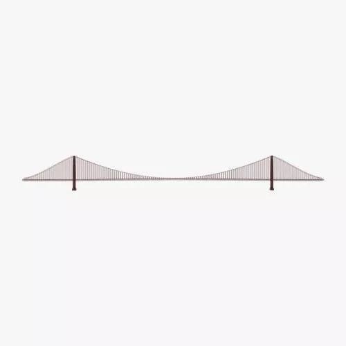Old Curved Wooden Bridge 3d model