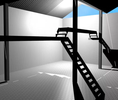 U Stair With Handrails 3d model